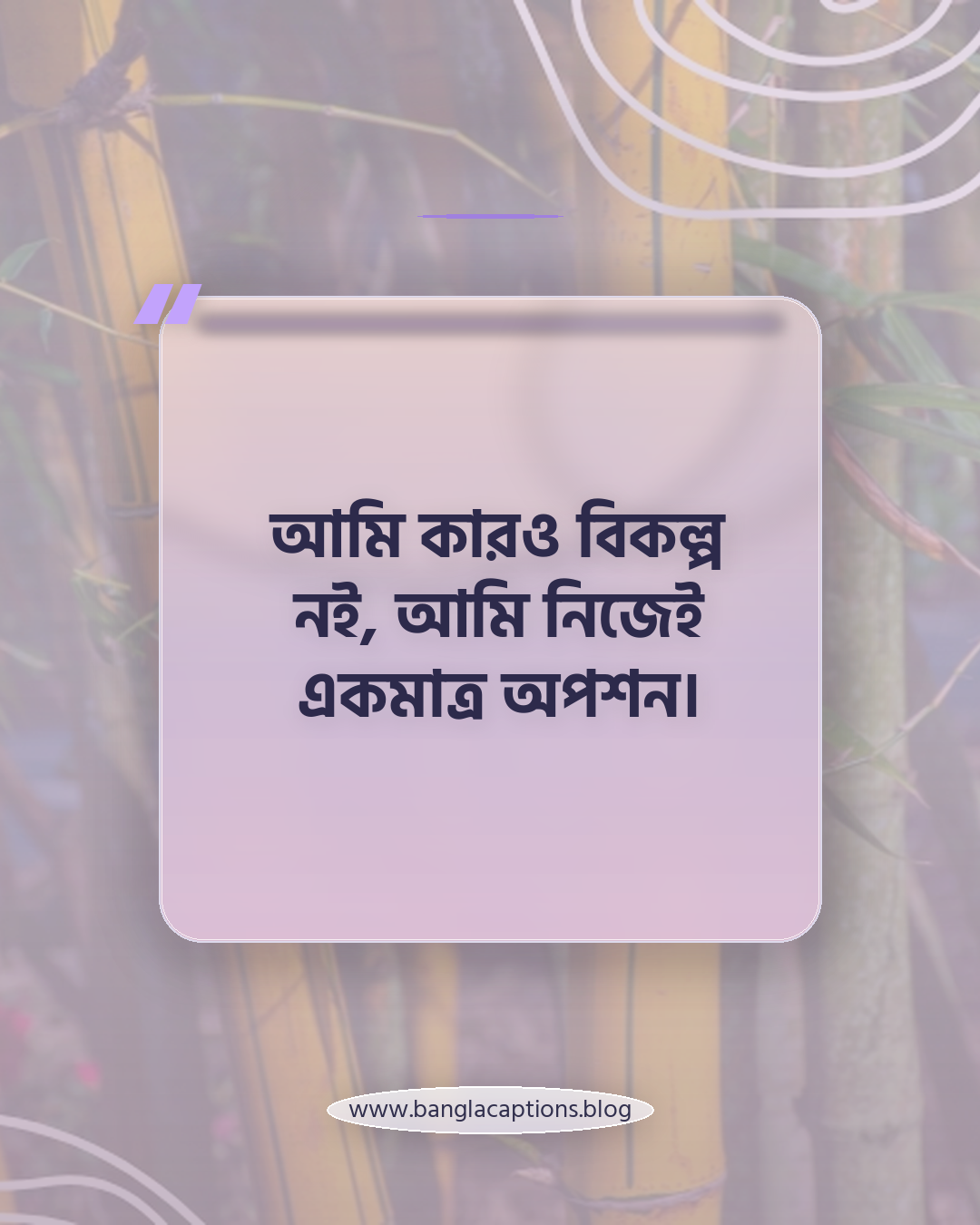 আমি কারও বিকল্প নই, আমি নিজেই একমাত্র অপশন। - অ্যাটিটিউড ভাইব স্ট্যাটাস