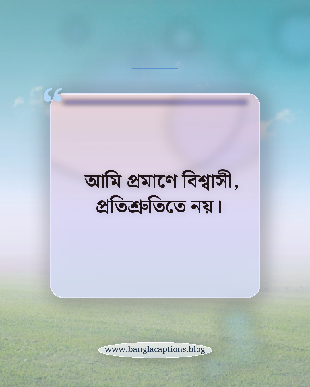 আমি প্রমাণে বিশ্বাসী, প্রতিশ্রুতিতে নয়। - ছেলেদের জন্য স্বকীয়তা ক্যাপশন