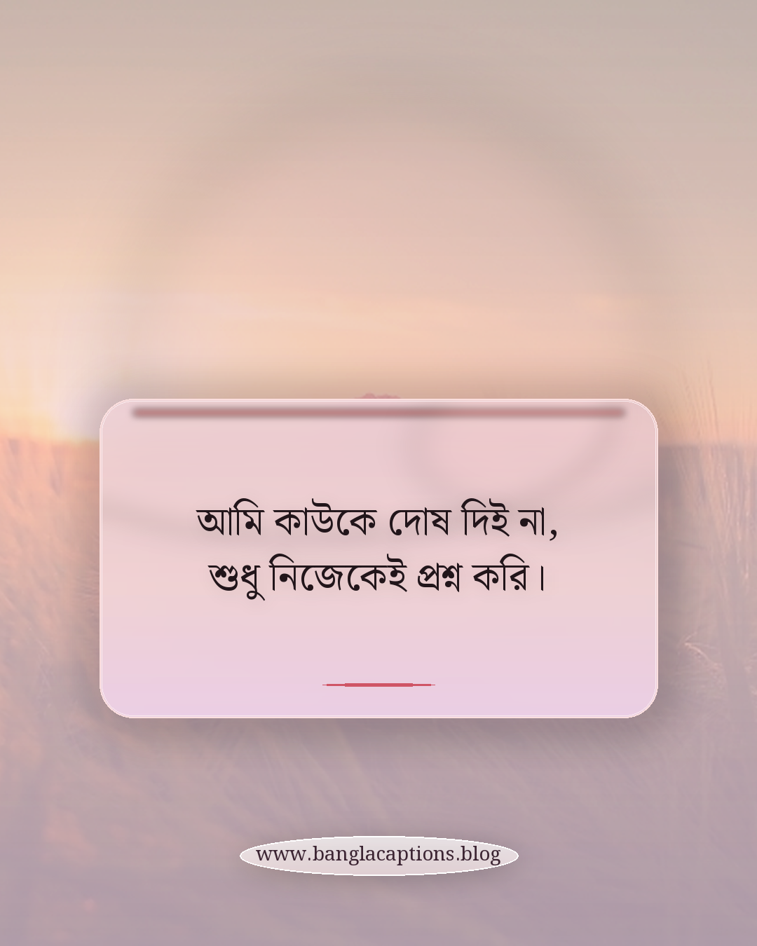 আমি কাউকে দোষ দিই না, শুধু নিজেকেই প্রশ্ন করি। - কষ্টের সিঙ্গেল স্ট্যাটাস