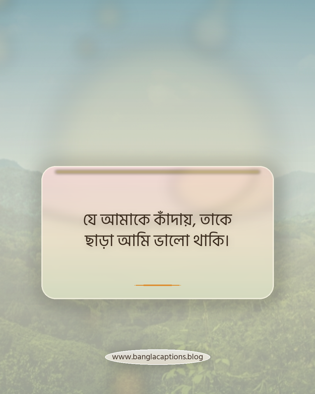 যে আমাকে কাঁদায়, তাকে ছাড়া আমি ভালো থাকি। - মেয়েদের জন্য সিঙ্গেল স্ট্যাটাস