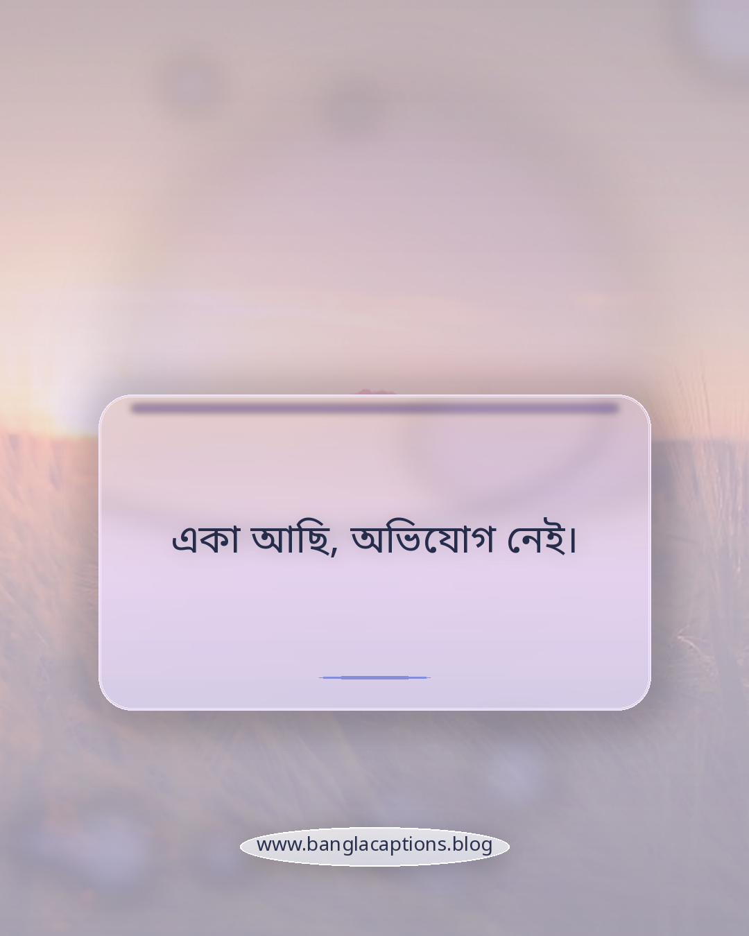একা আছি, অভিযোগ নেই। - পরিশেষে একলা থাকা নিয়ে ছোট ক্যাপশন