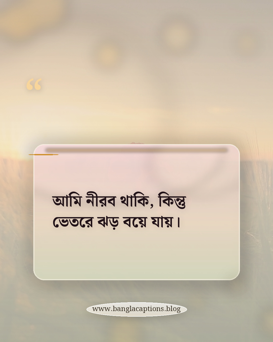 আমি নীরব থাকি, কিন্তু ভেতরে ঝড় বয়ে যায়। - ব্যক্তিত্ব প্রকাশের জন্য আলাদা স্ট্যাটাস